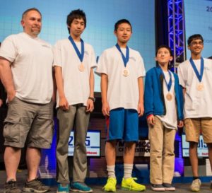 1)Team MA at the 2015 MATHCOUNTS National Competition - From left, Coach Josh Frost, Jeffrey Chang, Richard Huang, Maxwell Wang, and Nathan Ramesh